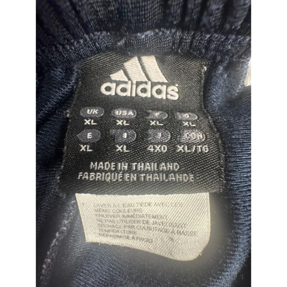 Adidas Track Pants Mens XL Navy Blue 3-Stripe Wide Leg Athletic Drawstring 1745